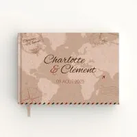 Livre d'or de mariage - Livret aspect lin - Voyage