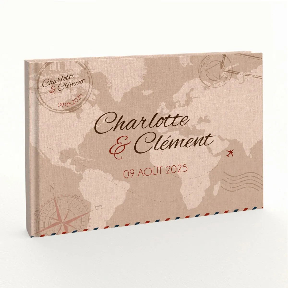 Livre d'or de mariage - Livret aspect lin - Voyage