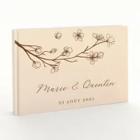 Livre d'or de mariage - Livret aspect coton - Branche fleurie