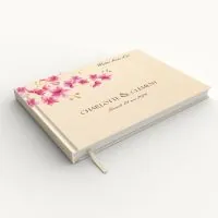 Livre d'or de mariage - Livret aspect coton - Cerisier