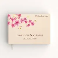 Livre d'or de mariage - Livret aspect coton - Cerisier