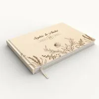 Livre d'or de mariage - Livret aspect coton - Coeur champêtre