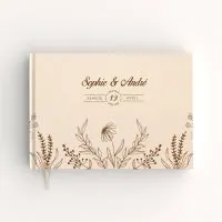 Livre d'or de mariage - Livret aspect coton - Coeur champêtre