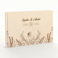 Livre d'or de mariage - Livret aspect coton - Coeur champêtre