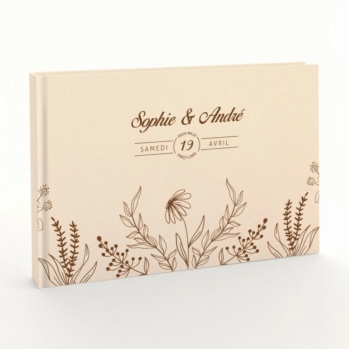 Livre d'or de mariage - Livret aspect coton - Coeur champêtre