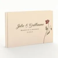 Livre d'or de mariage - Livret aspect coton - Cosmos rouge