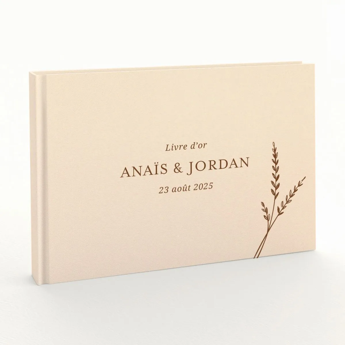 Livre d'or de mariage - Livret aspect lin - Epis de blé
