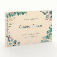 Livre d'or de mariage - Livret aspect lin - Eucalyptus