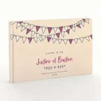 Livre d'or de mariage - Livret aspect coton - Fanions