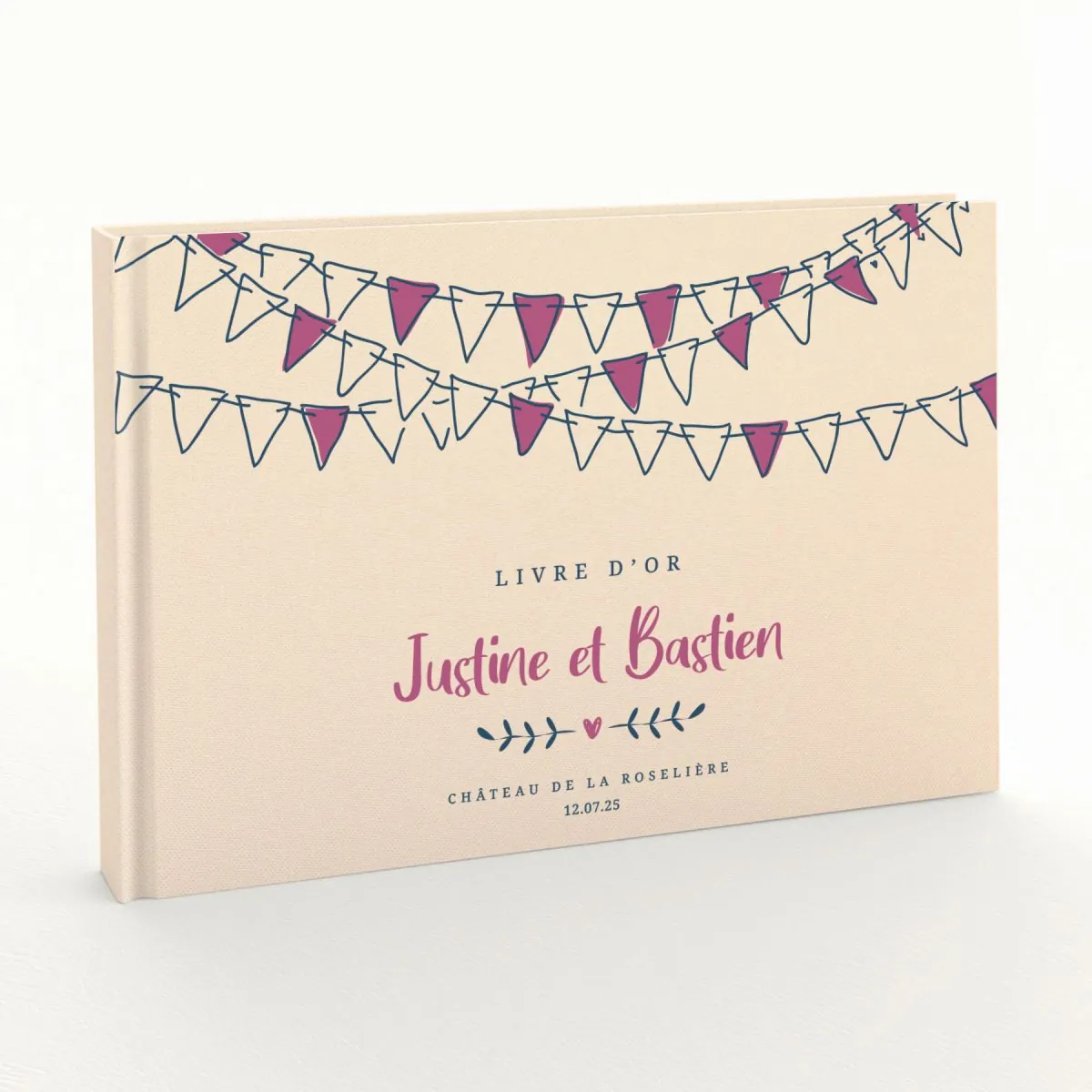 Livre d'or de mariage - Livret aspect coton - Fanions