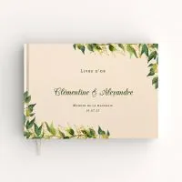Livre d'or de mariage - Livret aspect lin - Feuillage