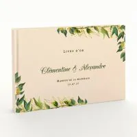 Livre d'or de mariage - Livret aspect coton - Feuillage