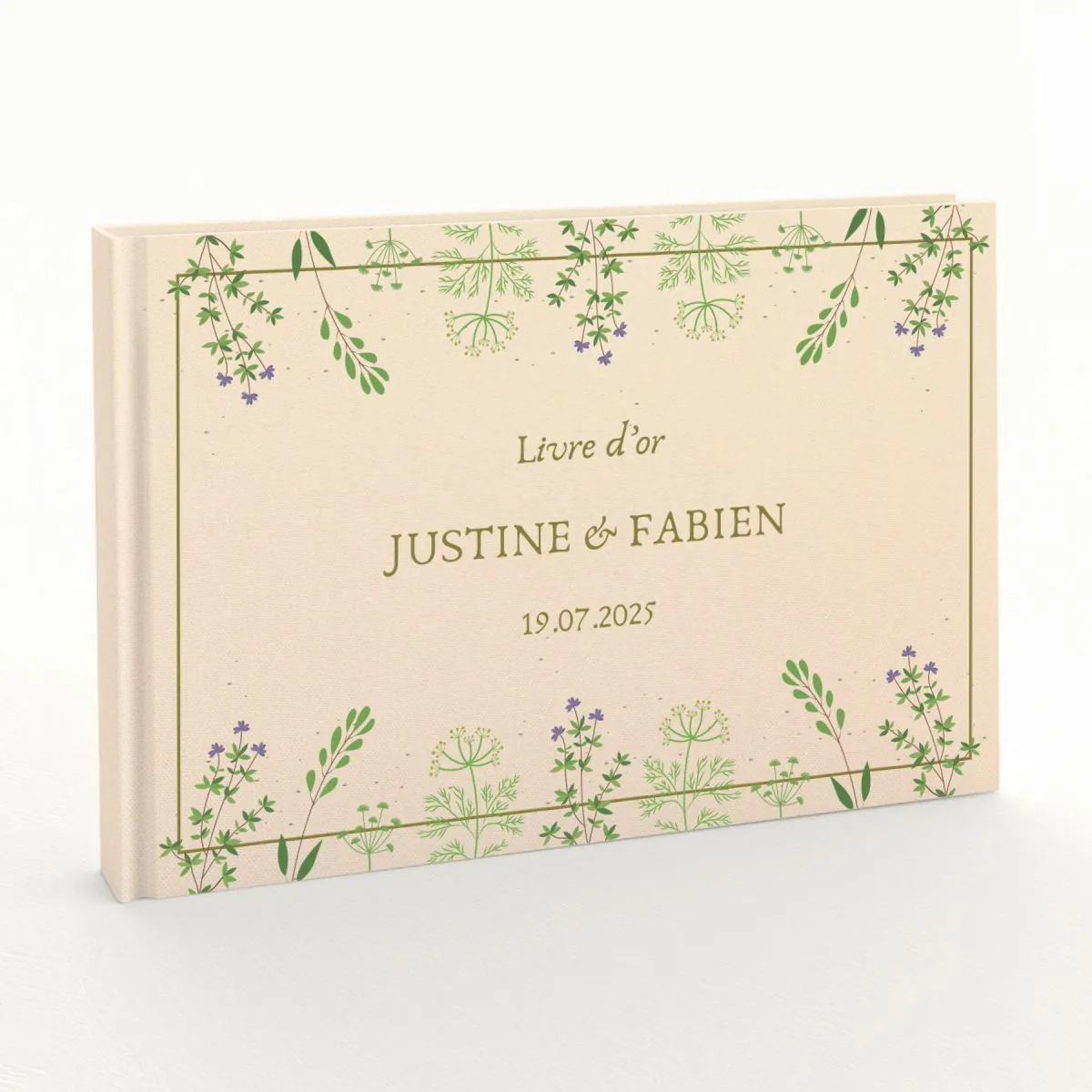 Livre d'or de mariage - Livret aspect coton - Fleurs sauvages