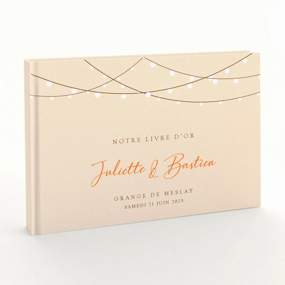 Livre d'or de mariage - Livret aspect coton - Guirlande