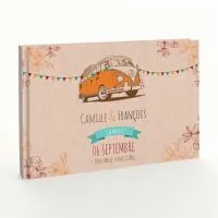 Livre d'or de mariage - Livret aspect lin - Seventies