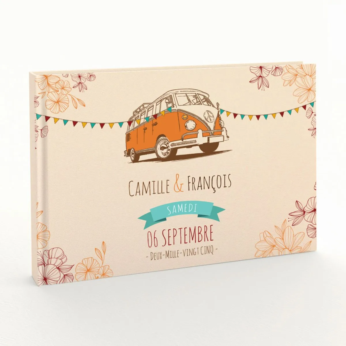 Livre d'or de mariage - Livret aspect coton - Seventies