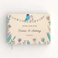 Livre d'or de mariage - Livret aspect coton - Les inséparables