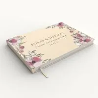 Livre d'or de mariage - Livret aspect lin - Pivoines
