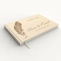Livre d'or de mariage - Livret aspect coton - Plume