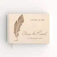 Livre d'or de mariage - Livret aspect coton - Plume