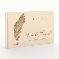 Livre d'or de mariage - Livret aspect coton - Plume