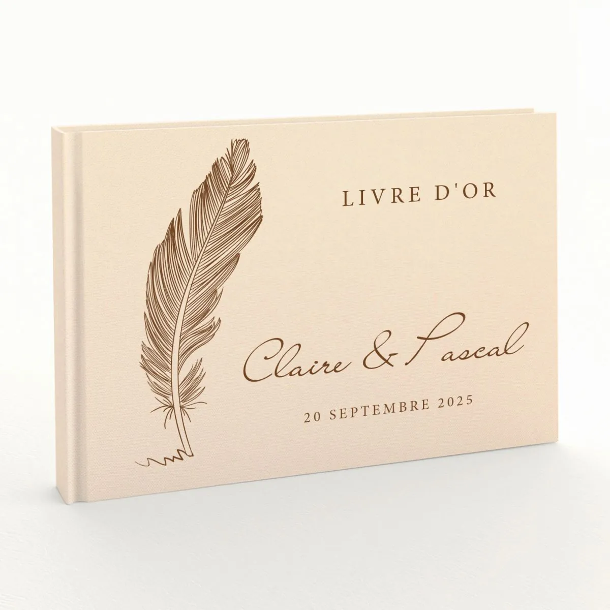 Livre d'or de mariage - Livret aspect coton - Plume