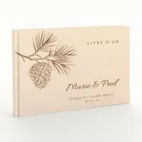 Livre d'or de mariage - Livret aspect coton - Pomme de pin