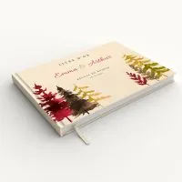 Livre d'or de mariage - Livret aspect coton - Sapins automne