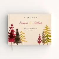 Livre d'or de mariage - Livret aspect coton - Sapins automne