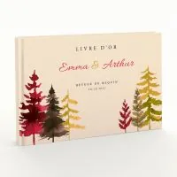 Livre d'or de mariage - Livret aspect coton - Sapins automne