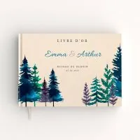 Livre d'or de mariage - Livret aspect coton - Sapins automne
