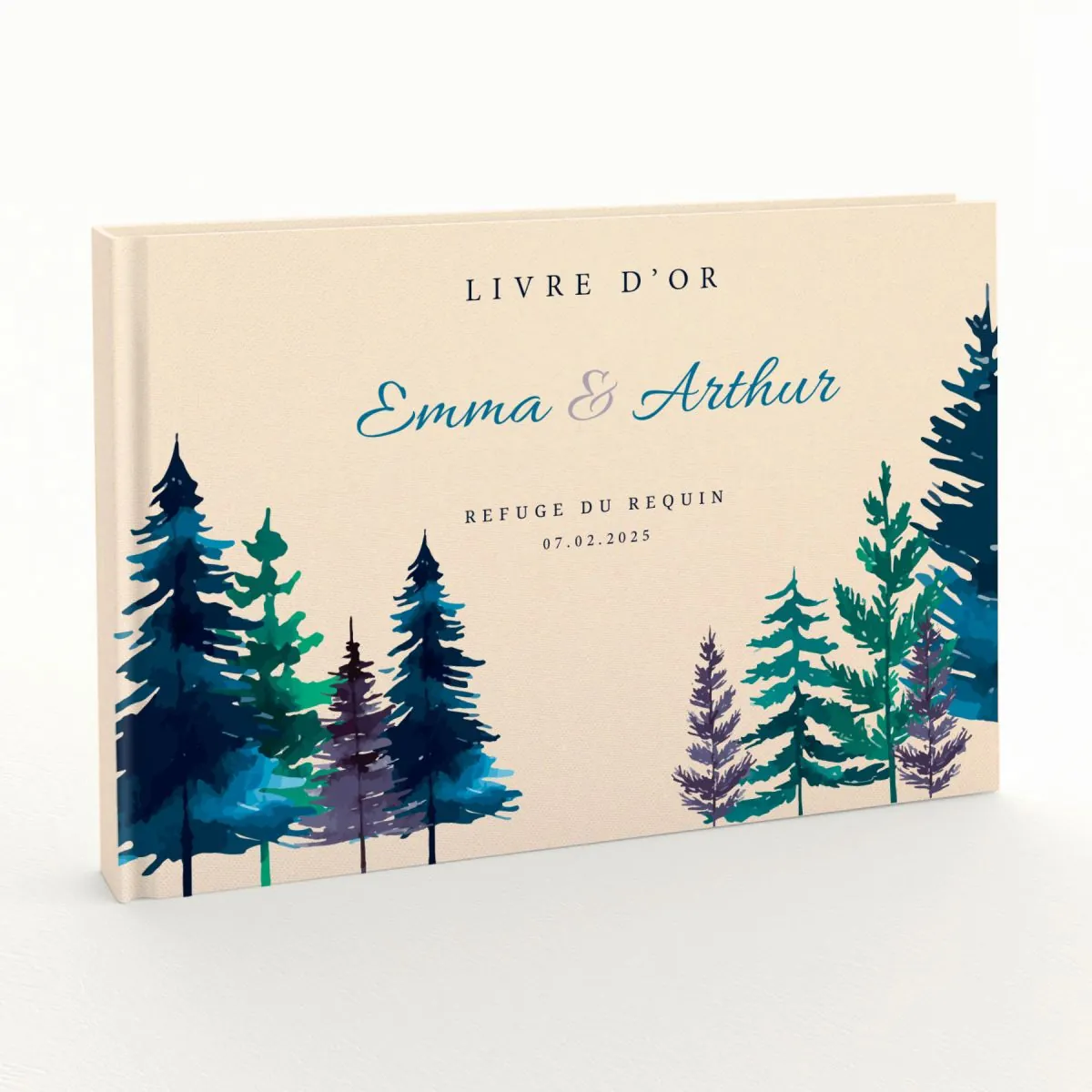 Livre d'or de mariage - Livret aspect coton - Sapins automne