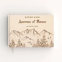 Livre d'or de mariage - Livret aspect lin - Sommets alpins