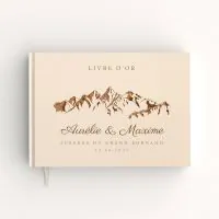 Livre d'or de mariage - Livret aspect lin - Sommets enneigés