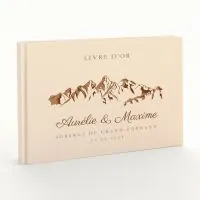 Livre d'or de mariage - Livret aspect lin - Sommets enneigés