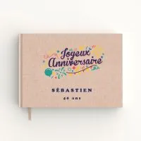 Livre d'or d'anniversaire - Livret aspect lin - Cotillons