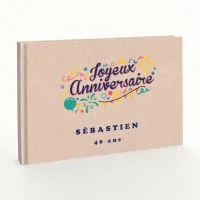 Livre d'or d'anniversaire - Livret aspect lin - Cotillons