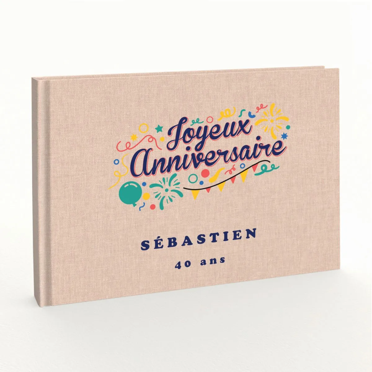 Livre d'or d'anniversaire - Livret aspect lin - Cotillons