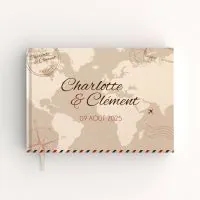 Livre d'or de mariage - Livret aspect coton - Voyage