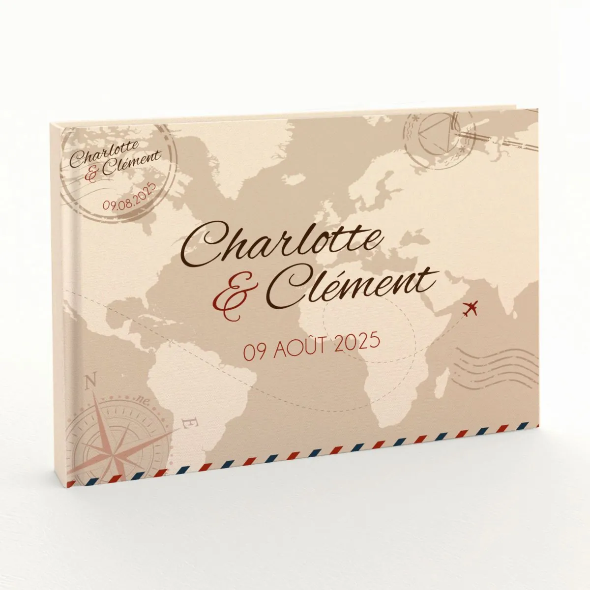 Livre d'or de mariage - Livret aspect coton - Voyage