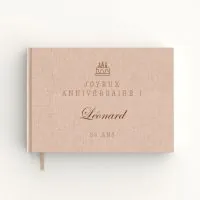 Livre d'or d'anniversaire - Livret aspect lin - Gâteau