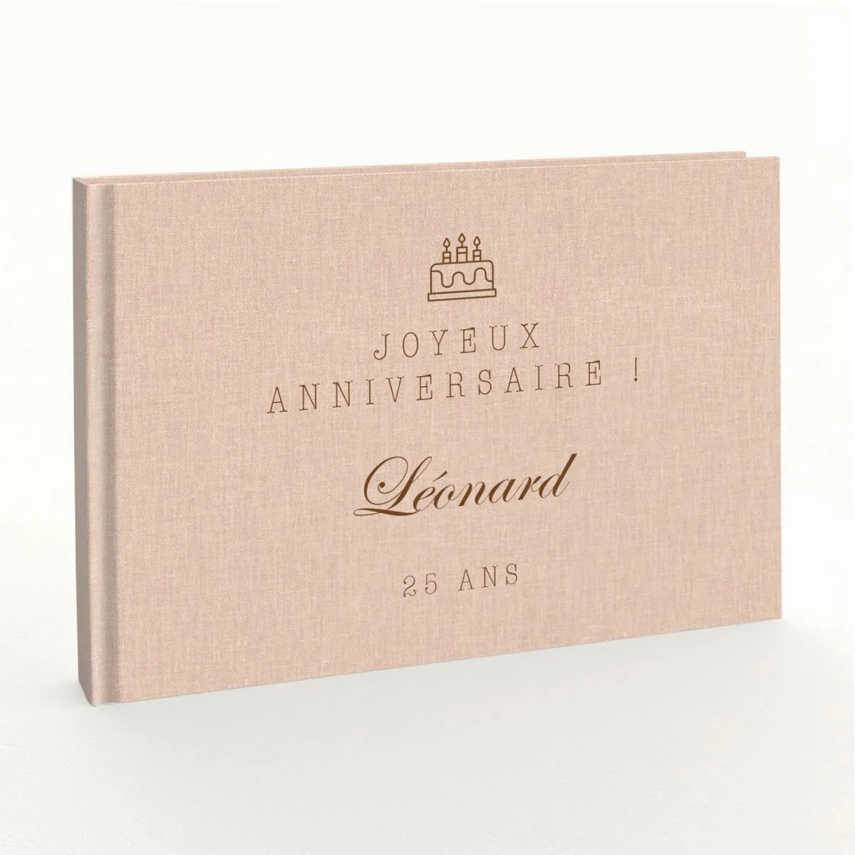 Livre d'or d'anniversaire - Livret aspect lin - Gâteau