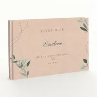 Livre d'or d'anniversaire - Livret aspect lin - Natural