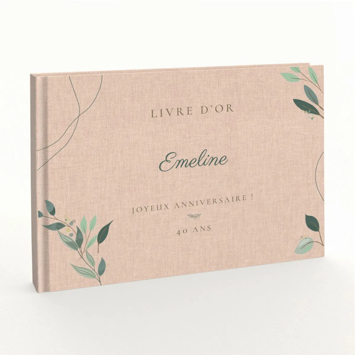Livre d'or d'anniversaire - Livret aspect lin - Natural