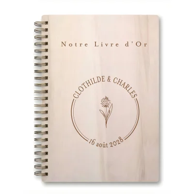 Livre d'or de mariage carnet - En érable - Bleuet