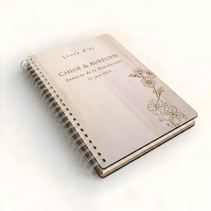 Livre d'or de mariage carnet - En érable - Bouton d'or - hover