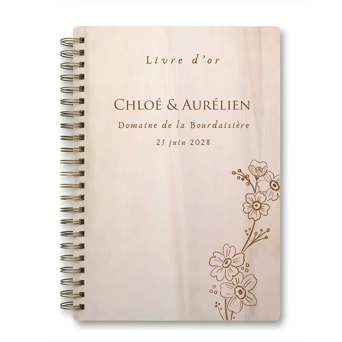 Livre d'or de mariage carnet - En érable - Bouton d'or
