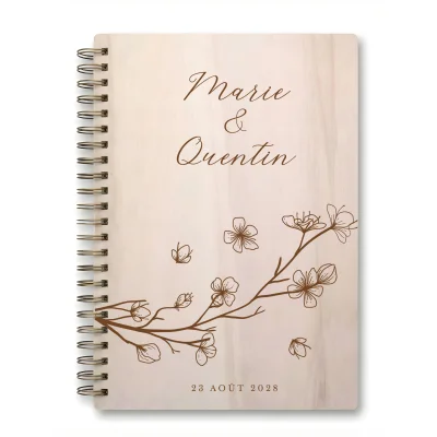 Livre d'or de mariage carnet - En érable - Branche fleurie