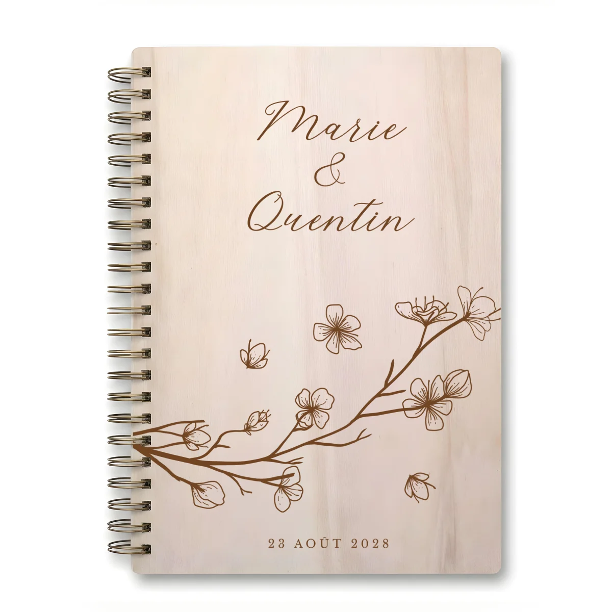Livre d'or de mariage carnet - En érable - Branche fleurie