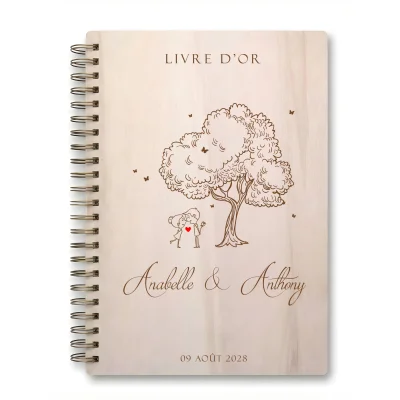 Livre d'or de mariage carnet - En érable - Champêtre
